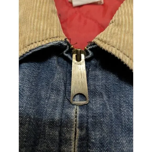 VTG 60-70 Lee Denim Jean Jacket 91B 36R Quilted Teardrop Talon Custom Honeycomb - Picture 7 of 16